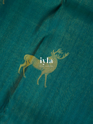 The Reversible Deer Kanjeevaram in Teal Temptation