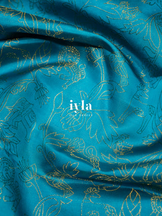 The Vintage Modernist Reversible Silk Saree in Sapphire Pop