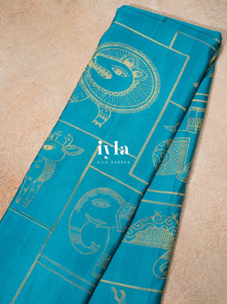 The Vintage Modernist Reversible Silk Saree in Sapphire Pop