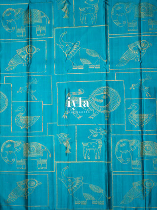 The Vintage Modernist Reversible Silk Saree in Sapphire Pop