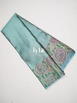 The romantic roses Kanjeevaram in Sky Blue