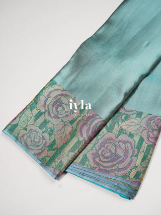 The romantic roses Kanjeevaram in Sky Blue