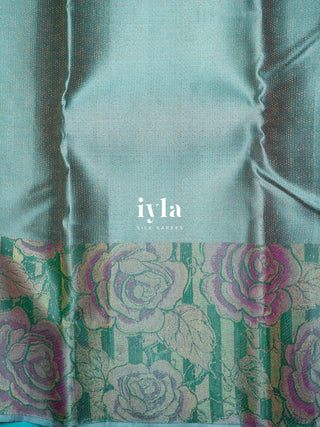 The romantic roses Kanjeevaram in Sky Blue