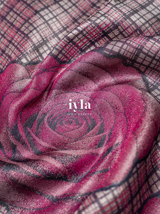 The Blooming Rose Plaids Kanjeevaram