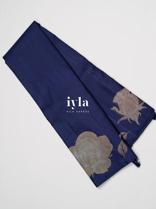 The Crowned Rose Garden Kanjeevaram in Midnight Blue