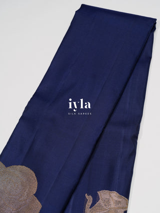 The Crowned Rose Garden Kanjeevaram in Midnight Blue