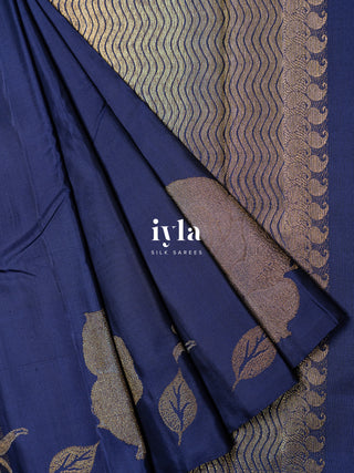 The Crowned Rose Garden Kanjeevaram in Midnight Blue
