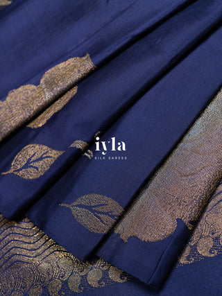 The Crowned Rose Garden Kanjeevaram in Midnight Blue
