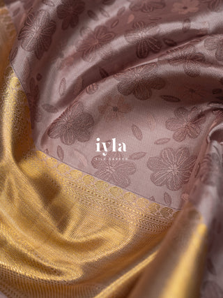 The Blossoms on the Wind Kanjeevaram in Cocoa Blush