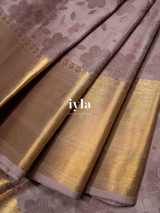 The Blossoms on the Wind Kanjeevaram in Cocoa Blush