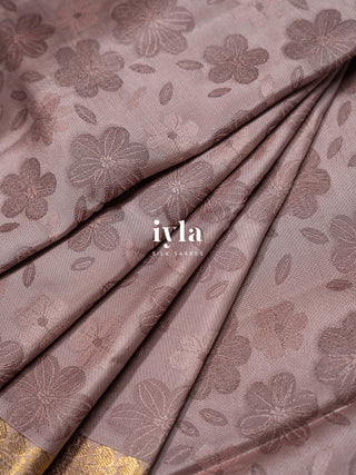The Blossoms on the Wind Kanjeevaram in Cocoa Blush