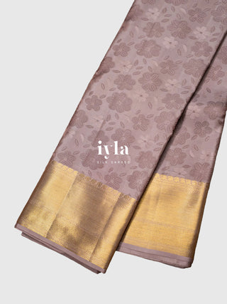 The Blossoms on the Wind Kanjeevaram in Cocoa Blush