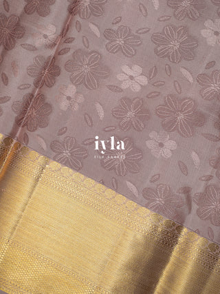 The Blossoms on the Wind Kanjeevaram in Cocoa Blush