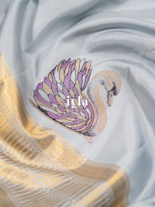 The Swan Song Kanjeevaram in Icy Blue