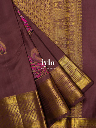 The Swan Song Kanjeevaram In Brownish Purple