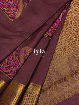 The Swan Song Kanjeevaram In Brownish Purple