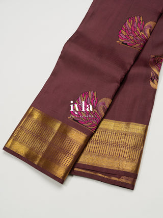 The Swan Song Kanjeevaram In Brownish Purple