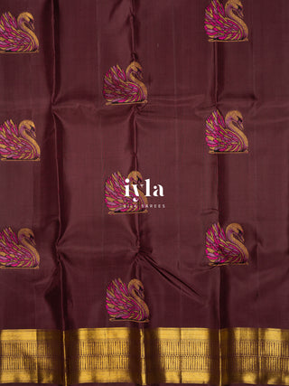 The Swan Song Kanjeevaram In Brownish Purple