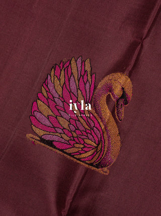 The Swan Song Kanjeevaram In Brownish Purple