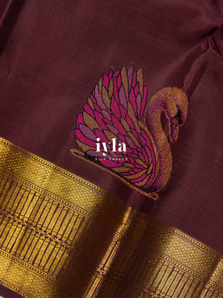 The Swan Song Kanjeevaram In Brownish Purple