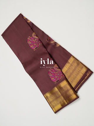 The Swan Song Kanjeevaram In Brownish Purple