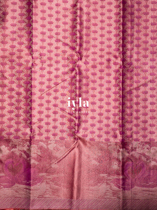The Swan of Love Kanjeevaram in Flamingo Pink
