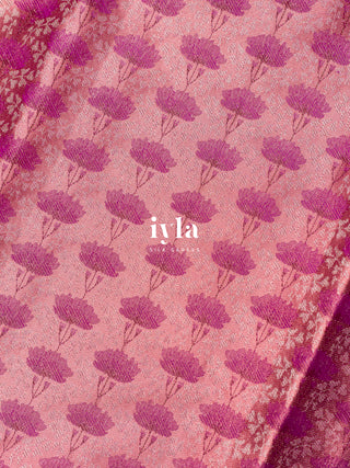 The Swan of Love Kanjeevaram in Flamingo Pink