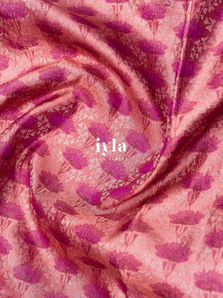 The Swan of Love Kanjeevaram in Flamingo Pink