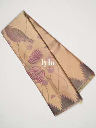 The Antique Gold Nightingale Rose Garden Kanjeevaram