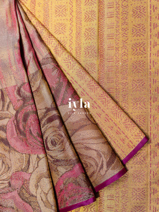 The Whispers of the Rose Kanjeevaram Dipped in Gold