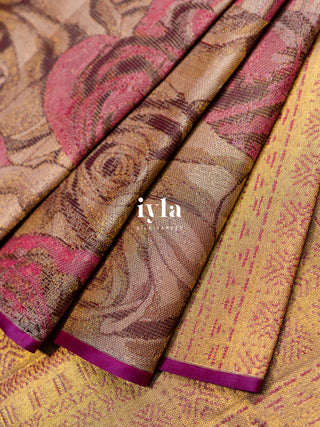 The Whispers of the Rose Kanjeevaram Dipped in Gold