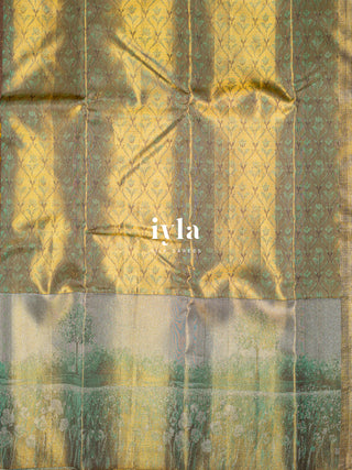 The Japanese Flower Field Kanjeevaram in Gold
