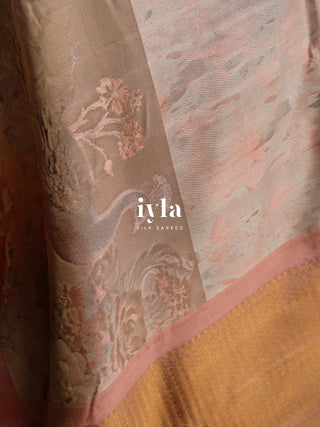 The Peacock Dream Kanjeevaram in Apricot Pink