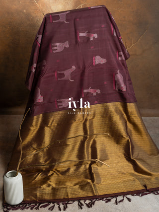 Pre-Order | The Puppy Love Kanjeevaram in Chocolate Purple