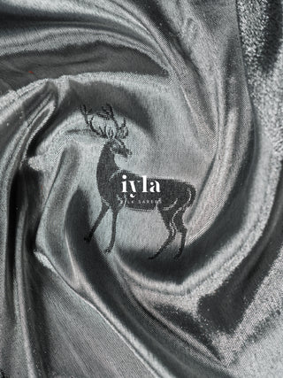 The Reversible Deer Kanjeevaram in Charcoal Black
