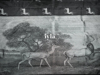 The Reversible Deer Kanjeevaram in Charcoal Black