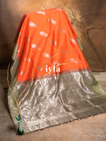 Load image into Gallery viewer, The Raaga Dreamscape Kanjeevaram in Tangerine
