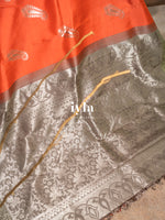 Load image into Gallery viewer, The Raaga Dreamscape Kanjeevaram in Tangerine
