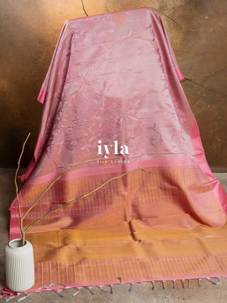The Whispers of the Forest Kanjeevaram in Bubblegum Pink