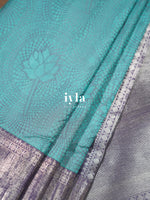 Load image into Gallery viewer, The Tiffany Blue Lotus Blooms Kanjeevaram
