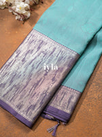 Load image into Gallery viewer, The Tiffany Blue Lotus Blooms Kanjeevaram
