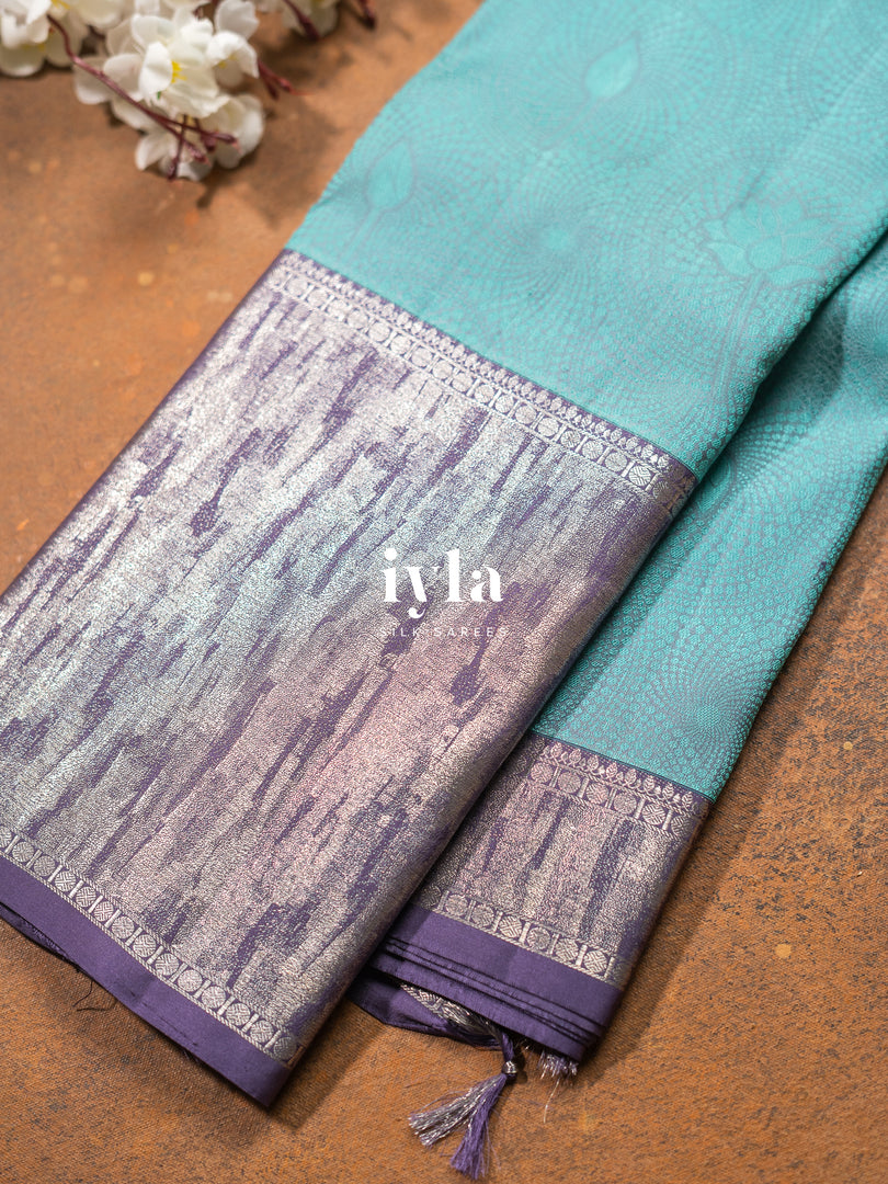 The Tiffany Blue Lotus Blooms Kanjeevaram