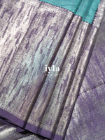Load image into Gallery viewer, The Tiffany Blue Lotus Blooms Kanjeevaram
