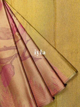 The Trumpet Lily Enchantment Kanjeeevaram in Gold Beige