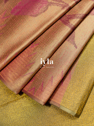 The Trumpet Lily Enchantment Kanjeeevaram in Gold Beige