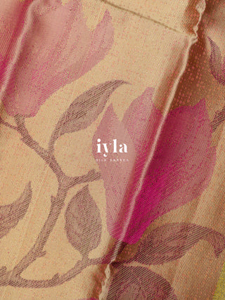 The Trumpet Lily Enchantment Kanjeeevaram in Gold Beige