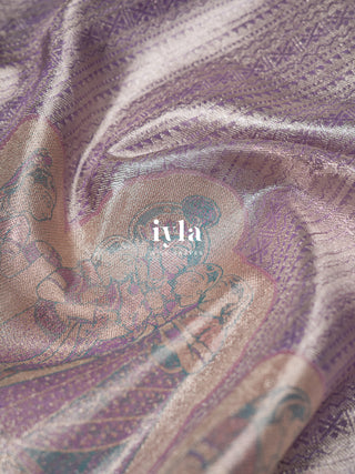 The Vrindhavan Raas Leela Kanjeevaram in Lavender