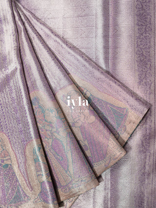 The Vrindhavan Raas Leela Kanjeevaram in Lavender