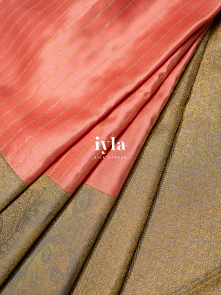 The Vrindhavan Leela Kanjeevaram in Salmon Pink