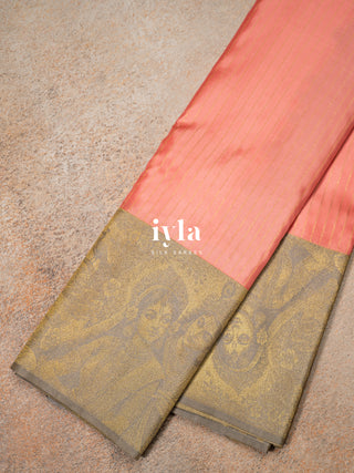 The Vrindhavan Leela Kanjeevaram in Salmon Pink
